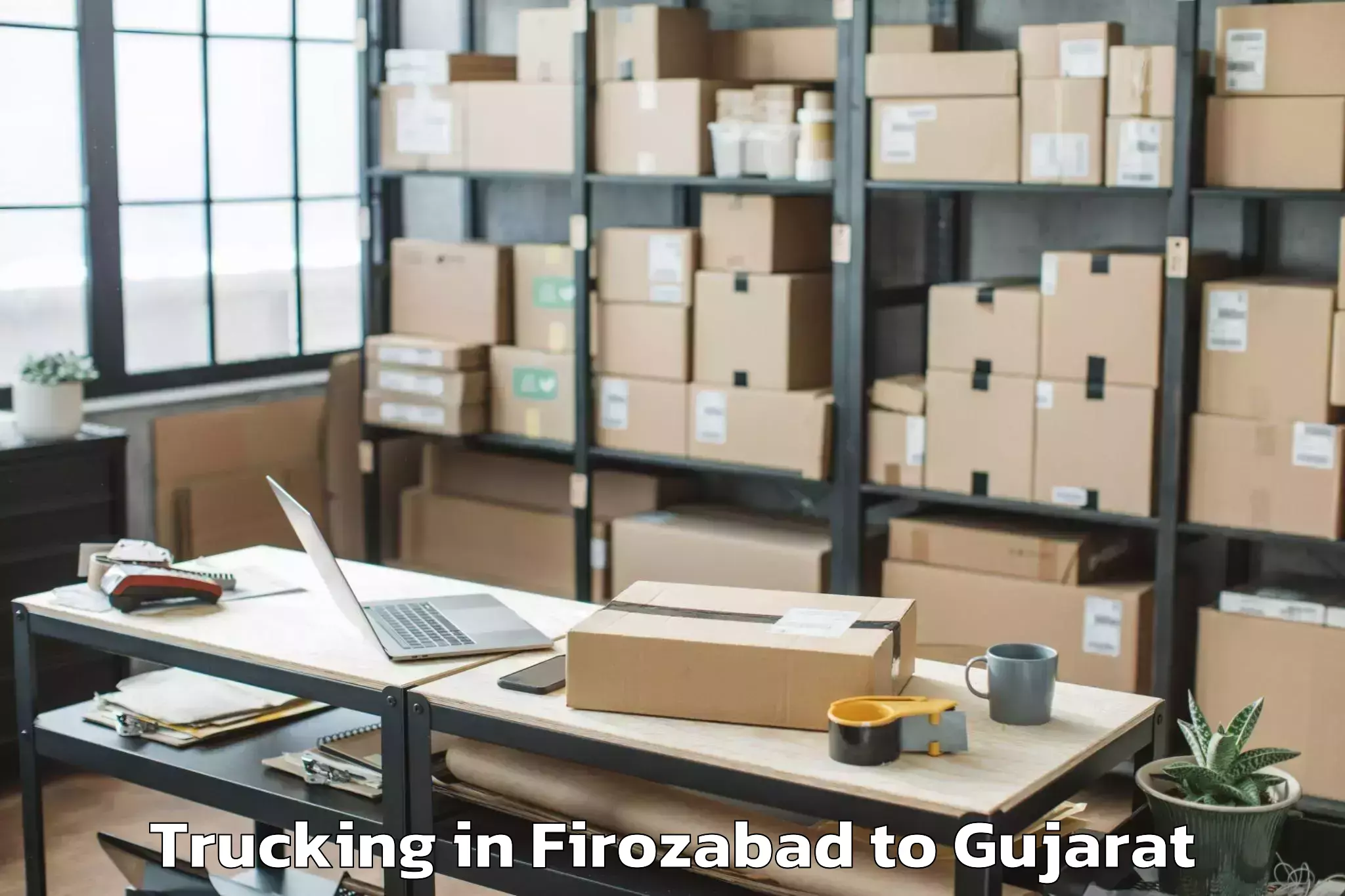 Top Firozabad to Jodiya Bandar Trucking Available